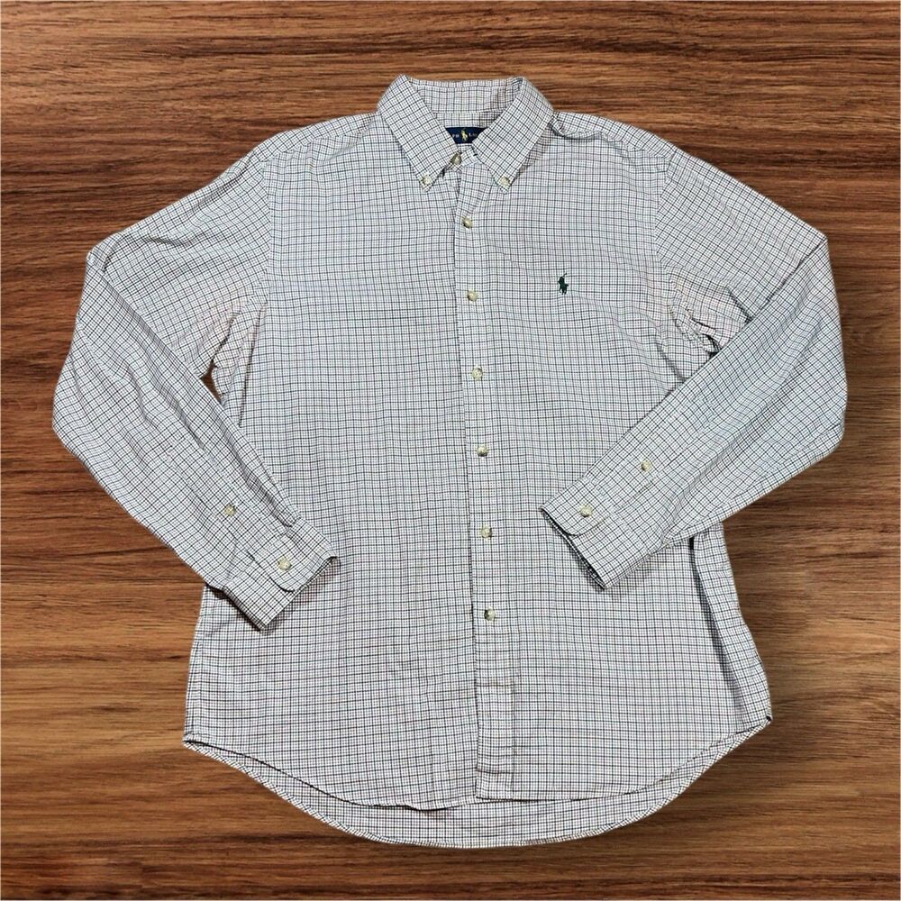 Ralph‎ Lauren Checkered Long Sleeve Button Down Dress Shirt Men's Size Large